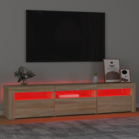 Tv-meubel met LED-verlichting 180x35x40 cm sonoma eikenkleurig 5