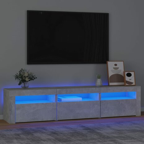 Tv-meubel met LED-verlichting 180x35x40 cm betongrijs 1