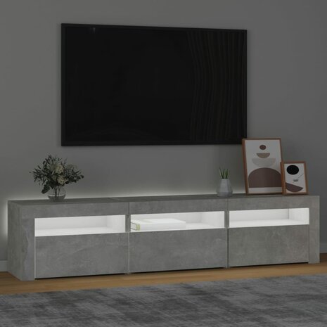 Tv-meubel met LED-verlichting 180x35x40 cm betongrijs 3