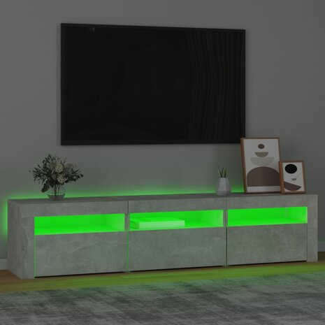 Tv-meubel met LED-verlichting 180x35x40 cm betongrijs 4