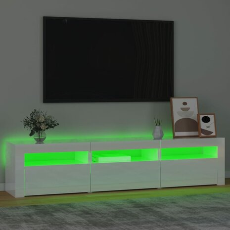 Tv-meubel met LED-verlichting 180x35x40 cm hoogglans wit 4