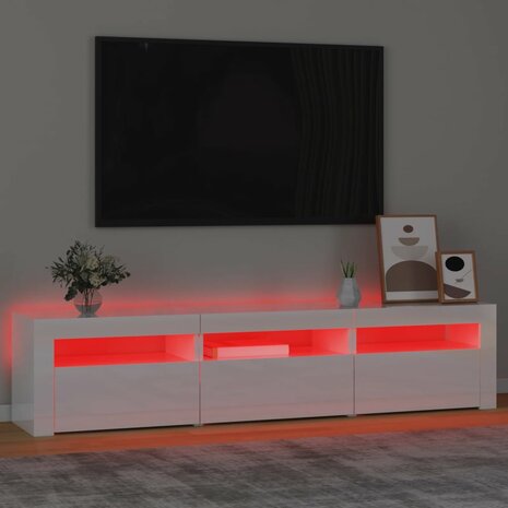 Tv-meubel met LED-verlichting 180x35x40 cm hoogglans wit 5