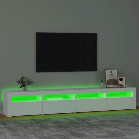 Tv-meubel met LED-verlichting 240x35x40 cm wit 4