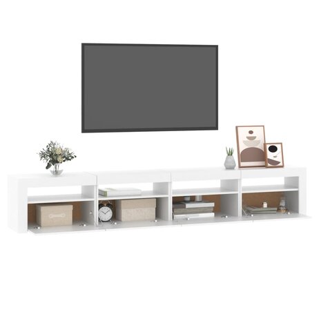 Tv-meubel met LED-verlichting 240x35x40 cm wit 6