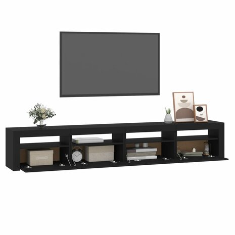 Tv-meubel met LED-verlichting 240x35x40 cm zwart 6