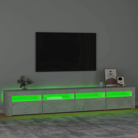 Tv-meubel met LED-verlichting 240x35x40 cm betongrijs 4