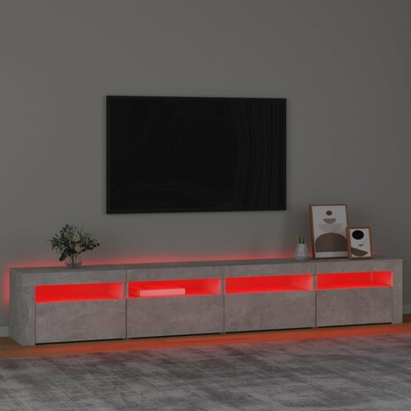 Tv-meubel met LED-verlichting 240x35x40 cm betongrijs 5