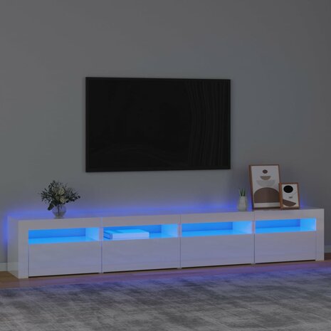 Tv-meubel met LED-verlichting 240x35x40 cm hoogglans wit 1