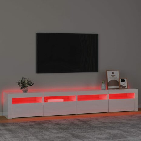 Tv-meubel met LED-verlichting 240x35x40 cm hoogglans wit 5