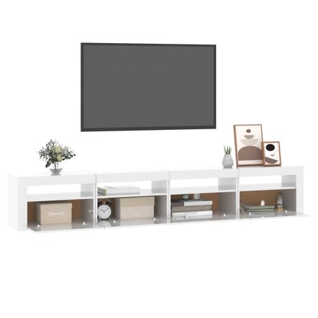 Tv-meubel met LED-verlichting 240x35x40 cm hoogglans wit 6