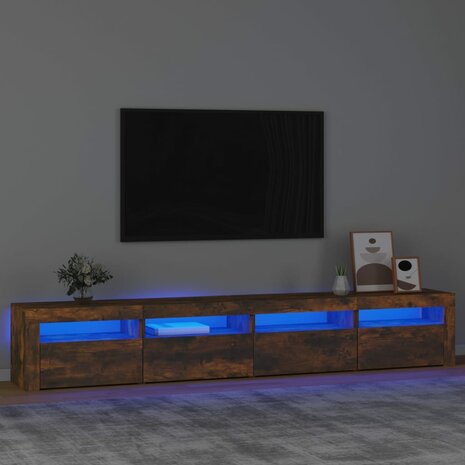 Tv-meubel met LED-verlichting 240x35x40 cm gerookt eikenkleurig 1