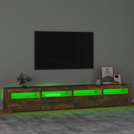 Tv-meubel met LED-verlichting 240x35x40 cm gerookt eikenkleurig 4