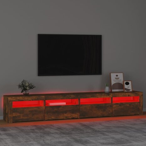 Tv-meubel met LED-verlichting 240x35x40 cm gerookt eikenkleurig 5