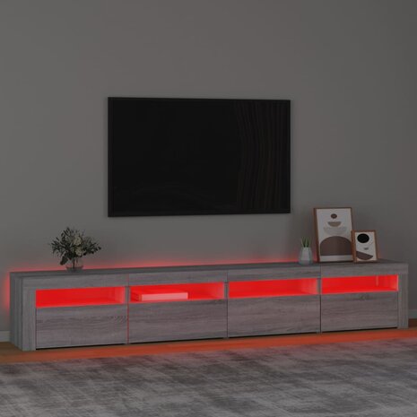 Tv-meubel met LED-verlichting 240x35x40 cm grijs sonoma eiken 5