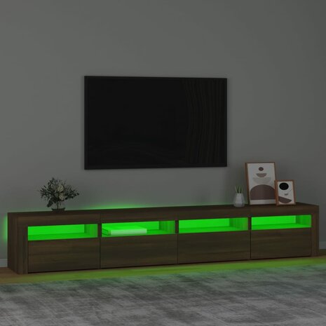 Tv-meubel met LED-verlichting 240x35x40 cm bruin eikenkleur 4