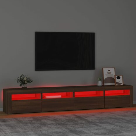 Tv-meubel met LED-verlichting 240x35x40 cm bruin eikenkleur 5