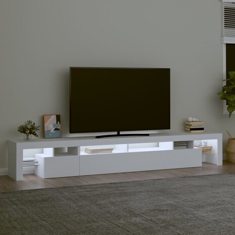 Tv-meubel met LED-verlichting 260x36,5x40 cm wit 3