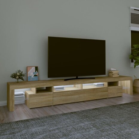 Tv-meubel met LED-verlichting 260x36,5x40cm sonoma eikenkleurig 3