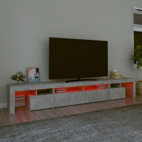 Tv-meubel met LED-verlichting 260x36,5x40 cm betongrijs 5