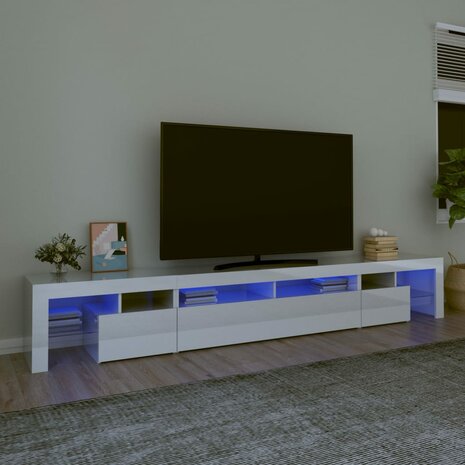 Tv-meubel met LED-verlichting 260x36,5x40 cm hoogglans wit 1