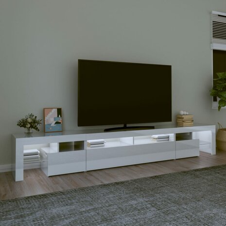 Tv-meubel met LED-verlichting 260x36,5x40 cm hoogglans wit 3