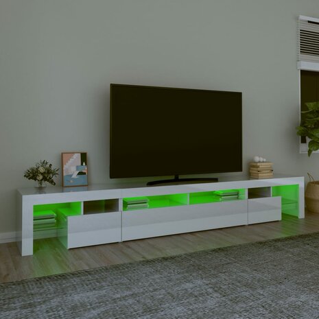 Tv-meubel met LED-verlichting 260x36,5x40 cm hoogglans wit 4