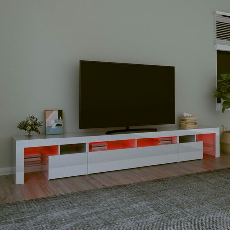 Tv-meubel met LED-verlichting 260x36,5x40 cm hoogglans wit 5