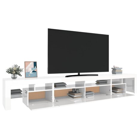 Tv-meubel met LED-verlichting 260x36,5x40 cm hoogglans wit 6