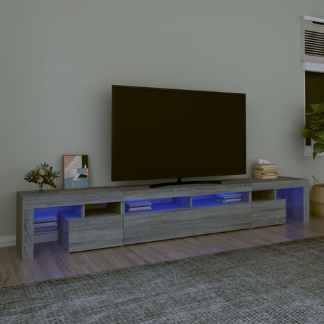 Tv-meubel met LED-verlichting 260x36,5x40 cm grijs sonoma eiken 1