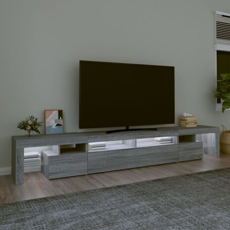 Tv-meubel met LED-verlichting 260x36,5x40 cm grijs sonoma eiken 3