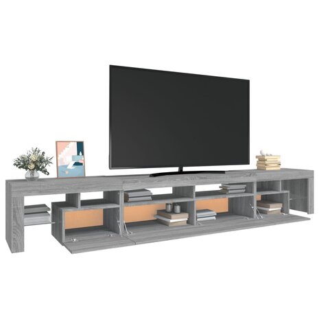 Tv-meubel met LED-verlichting 260x36,5x40 cm grijs sonoma eiken 6