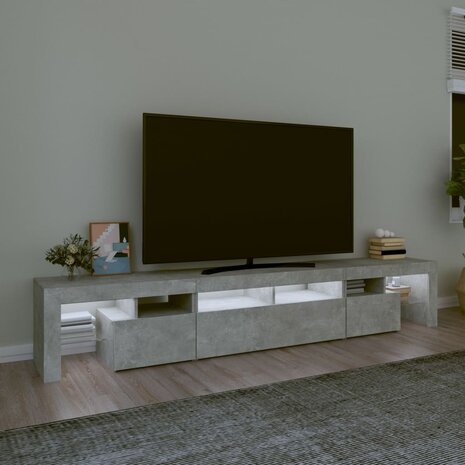 Tv-meubel met LED-verlichting 230x36,5x40 cm betongrijs 3