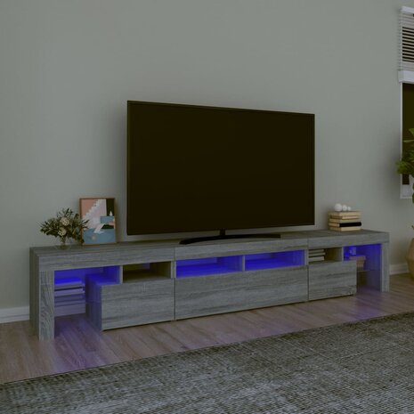 Tv-meubel met LED-verlichting 230x36,5x40 cm grijs sonoma eiken 1