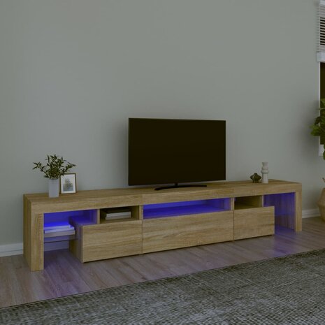 Tv-meubel met LED-verlichting 215x36,5x40cm sonoma eikenkleurig 1