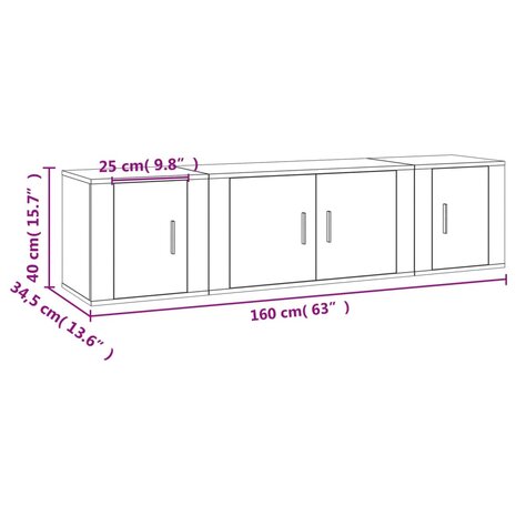 3-delige Tv-meubelset bewerkt hout gerookt eikenkleurig 10