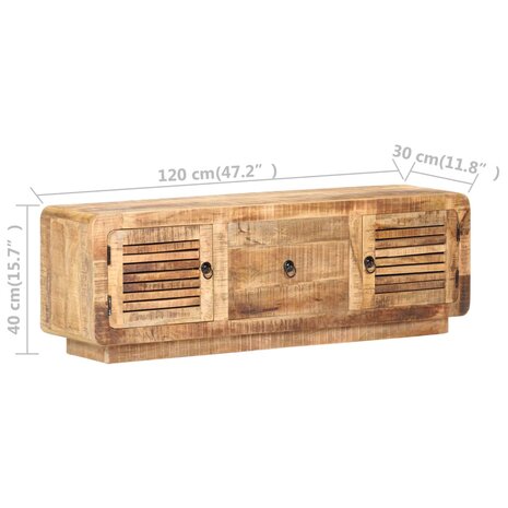 Tv-meubel 120x30x40 cm ruw mangohout 7