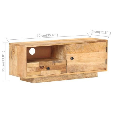 Tv-meubel 90x30x35 cm massief mangohout 6