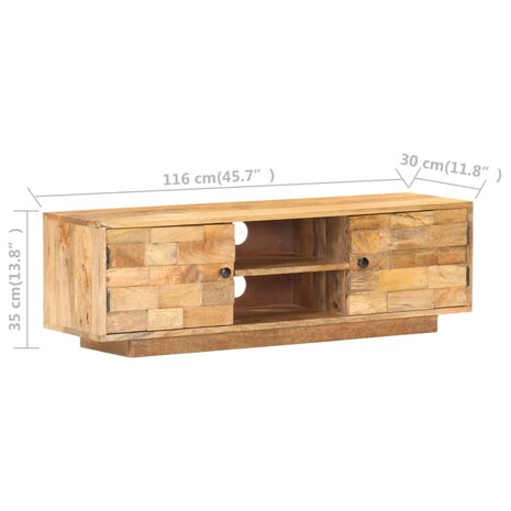 Tv-meubel 116x30x35 cm massief mangohout 8