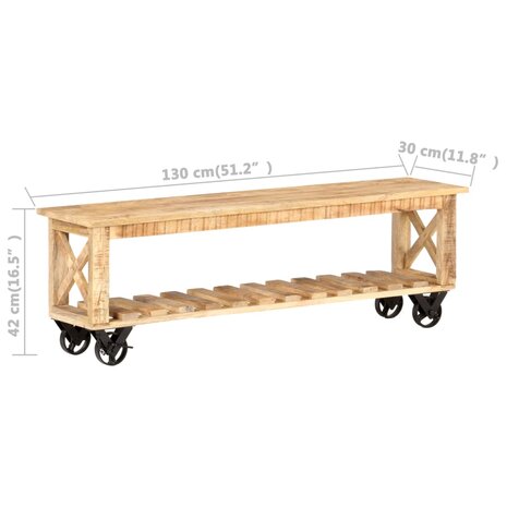 Tv-meubel 130x30x42 cm ruw mangohout 6