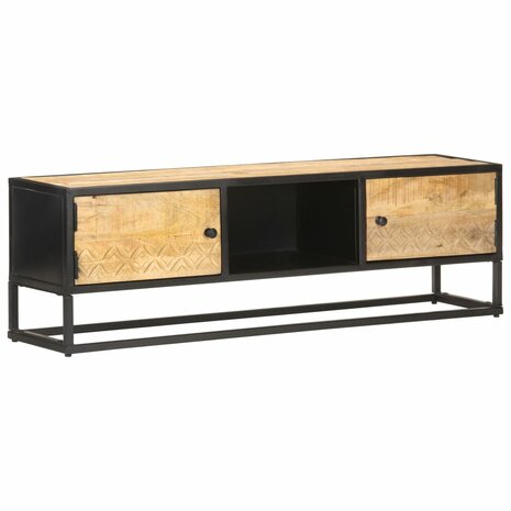 Tv-meubel met bewerkte deur 130x30x40 cm ruw mangohout 9