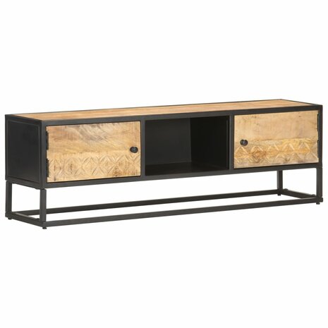 Tv-meubel met bewerkte deur 130x30x40 cm ruw mangohout 11