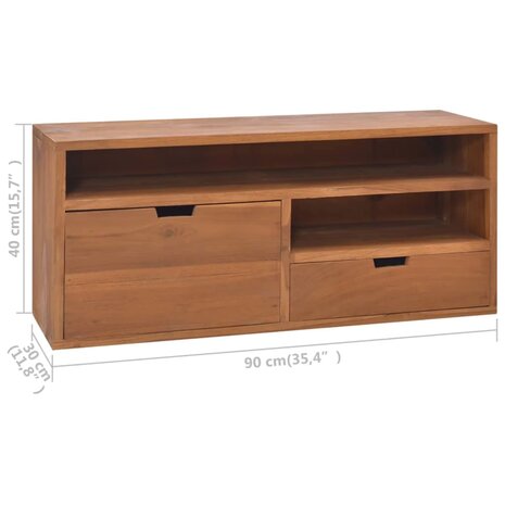 Tv-meubel 90x30x40 cm massief teakhout 8