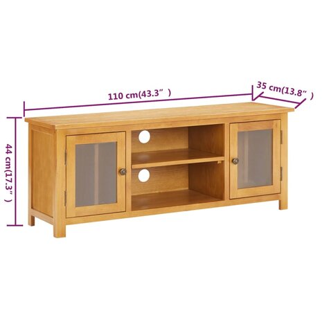 Tv-meubel 110x35x44 cm massief eikenhout 8