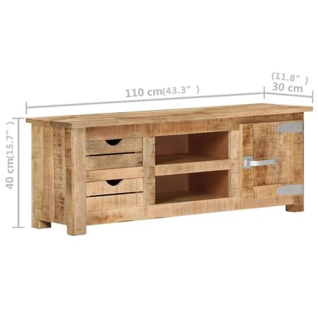 Tv-meubel 110x30x40 cm ruw mangohout 9