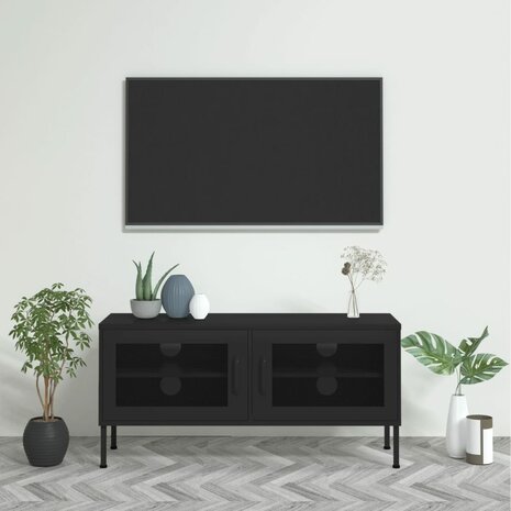 Tv-meubel 105x35x50 cm staal zwart 1