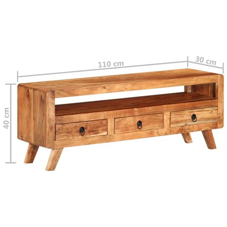 Tv-meubel 110x30x40 cm massief acaciahout 9