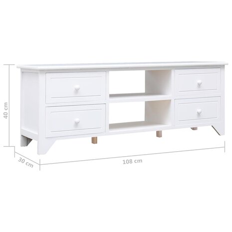 Tv-meubel 108x30x40 cm massief paulowniahout wit 8