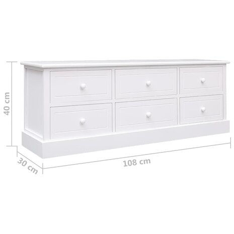 Tv-meubel 108x30x40 cm massief paulowniahout wit 7