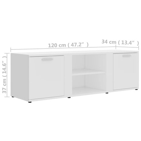 Tv-meubel 120x34x37 cm bewerkt hout wit 9