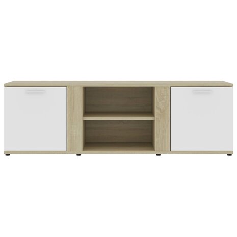 Tv-meubel 120x34x37 cm bewerkt hout wit en sonoma eikenkleurig 7